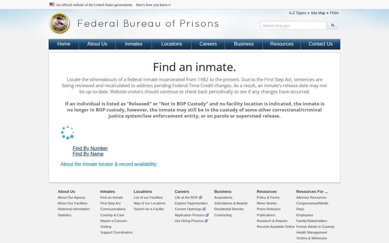 Federal inmate release locator for a person connected with Hawaiʻi County
