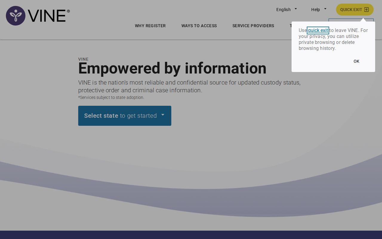 VINELink search interface for a Hawaiʻi County inmate release check
